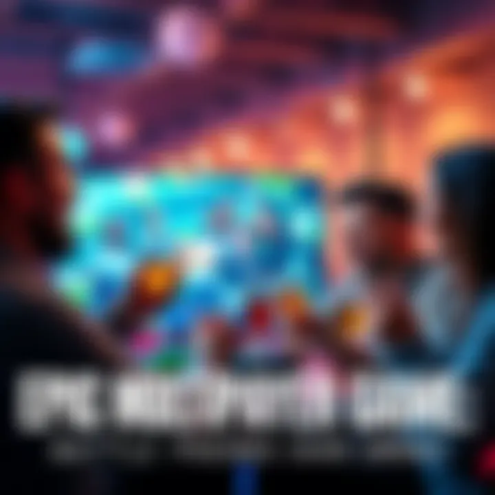 Group of friends laughing and playing a multiplayer video game on a shared screen while holding drinks