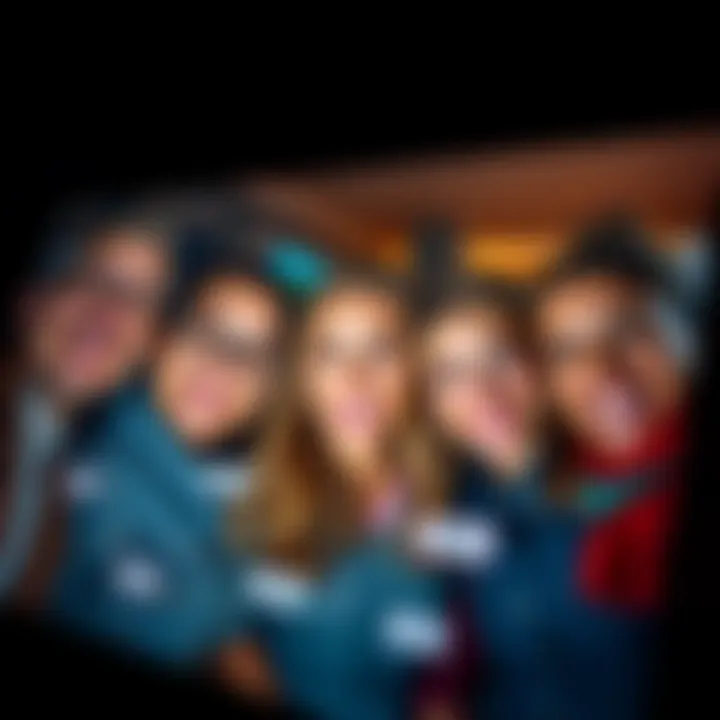 A group of friends smiling together in a photo album, with tags identifying each person by name, showcasing OneDrive's facial recognition feature