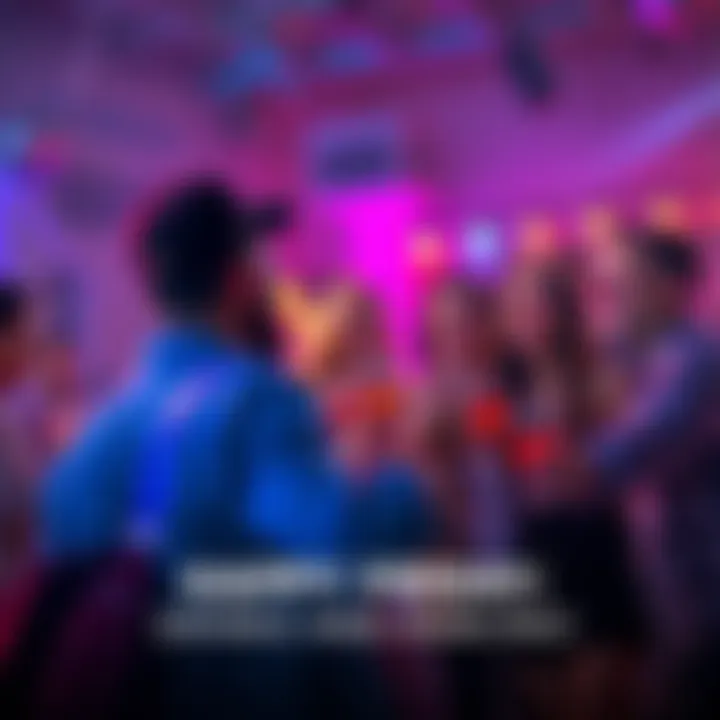 A group of friends laughing and having fun while holding drinks, dancing at a lively venue