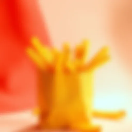 A paper bag filled with golden fries against a bright background, celebrating the joy of simple pleasures.