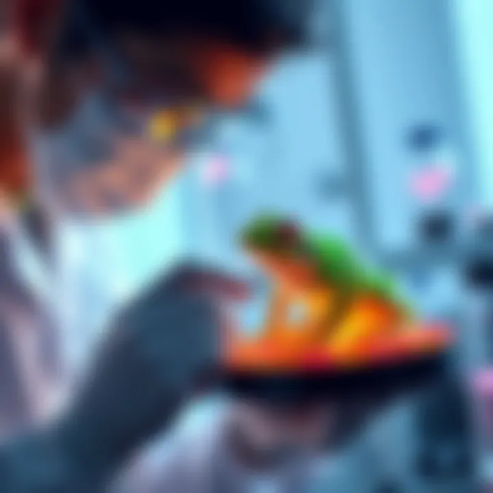 A scientist examines a culture of frog bacterium in a lab, symbolizing its potential to eliminate cancer tumors in mice.