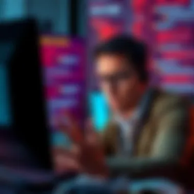 An IT administrator looking frustrated while working on a Windows 11 system, surrounded by error messages and performance issues on the screen.