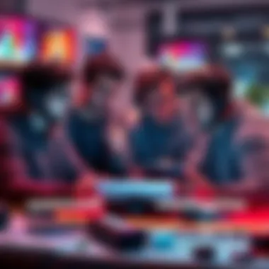 Group of content creators expressing frustration over strict forum rules regarding AI use, with discussion across digital devices