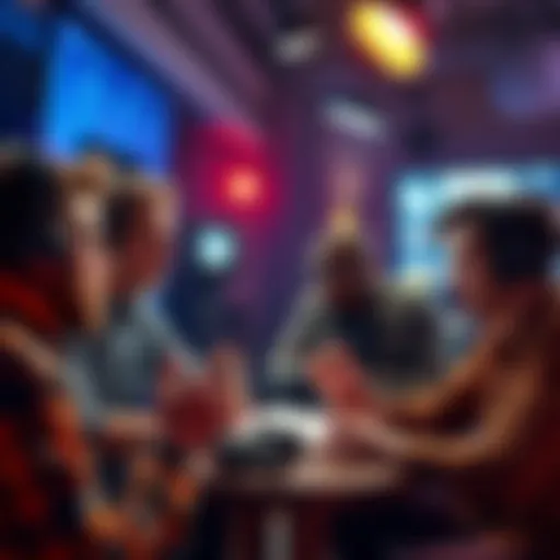 A group of independent creators discussing their challenges with collaboration, looking frustrated and anxious, in a studio setting