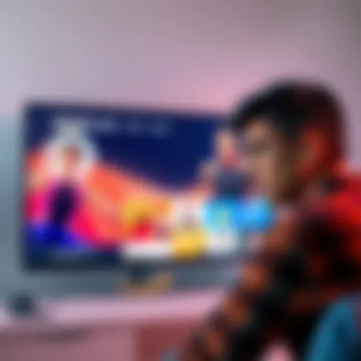 A person looking unhappy while using an Amazon smart display, showing annoyance at advertisements on the screen.