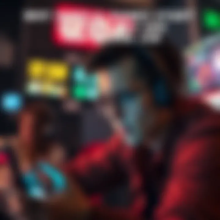 A person looking stressed while playing a mobile game with notifications and timers on the screen