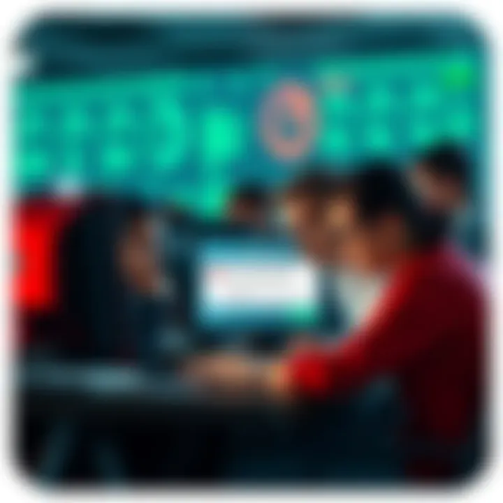 Group of frustrated people looking at their computer screens with confirmation prompts