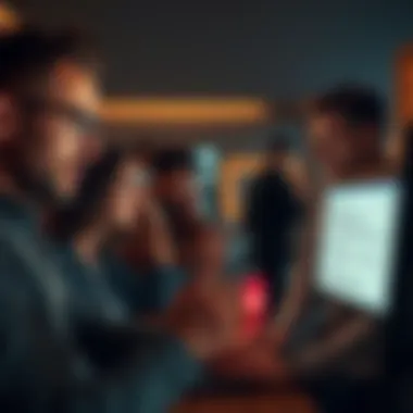 A group of people expressing frustration in a discussion about ChatGPT's condescending responses, with one person showing a computer screen displaying ChatGPT's text.