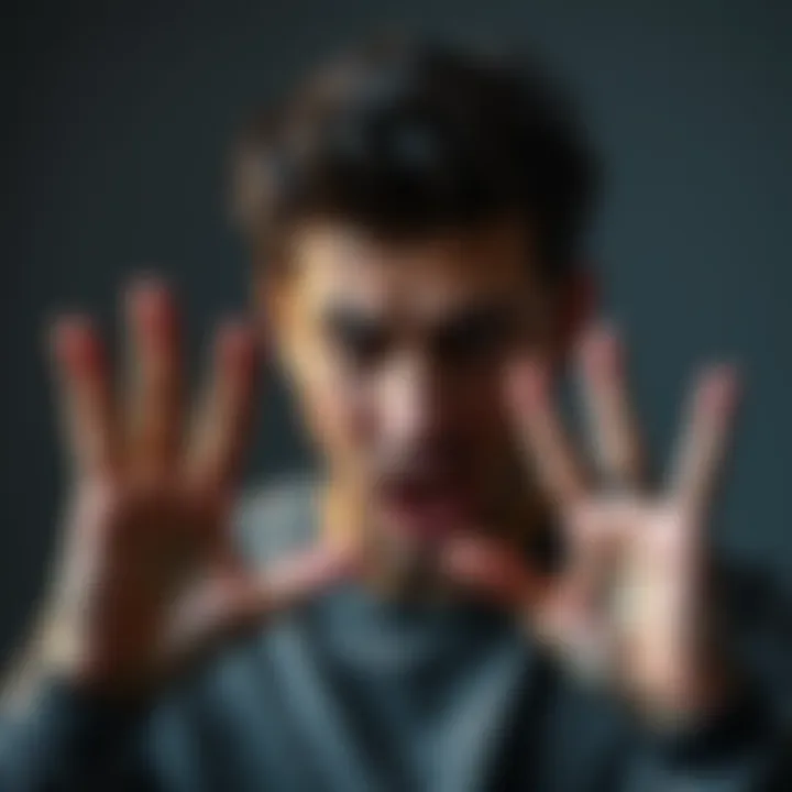 A person with an annoyed expression gestures with their hands, symbolizing frustration in a conversation.