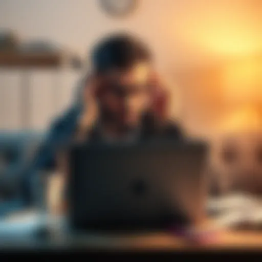 A person looks frustrated while using a laptop, surrounded by notes and devices, symbolizing communication issues with ChatGPT.