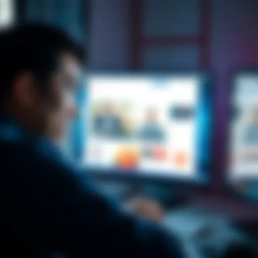 A person expressing frustration while viewing AI-generated thumbnails on a computer screen