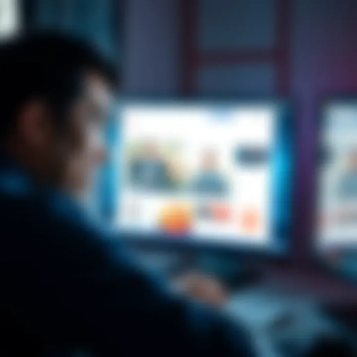 Frustrated person looking at a computer screen A person expressing frustration while viewing AI-generated thumbnails on a computer screen