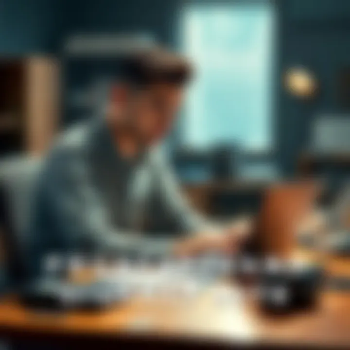 A person sitting at a desk with a laptop, looking frustrated while reviewing text, symbolizing challenges with grammar bots.