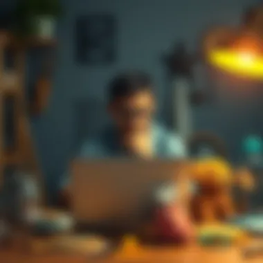 A person looking frustrated while using a laptop, surrounded by baking tools and pet items, illustrating challenges with AI requests