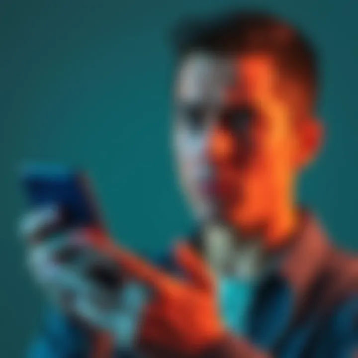 A person with a frustrated expression, holding a smartphone with a confused look, indicating annoyance at the device's response to their emotions.