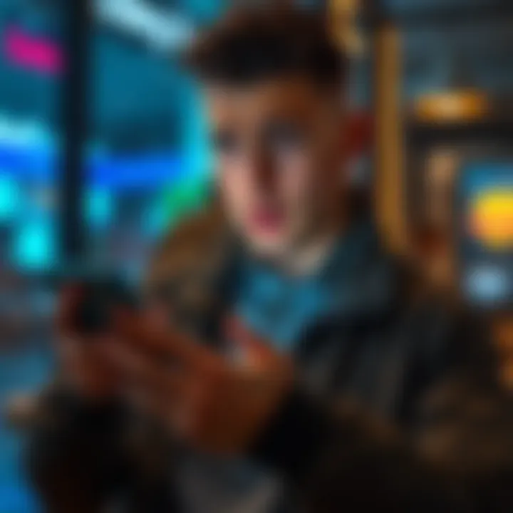 Frustrated person checking subscription payment A person looking worried while checking their phone for payment issues related to a subscription service