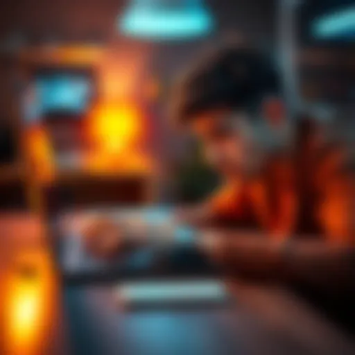 A person looking frustrated while chatting on a laptop, highlighting the annoyance of disliked words in online communication.