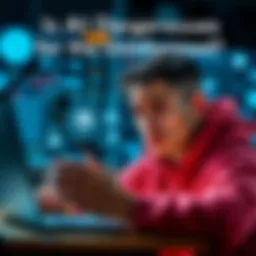 A person looking frustrated while interacting with an AI tool on a laptop, reflecting confusion and concern about misinformation.