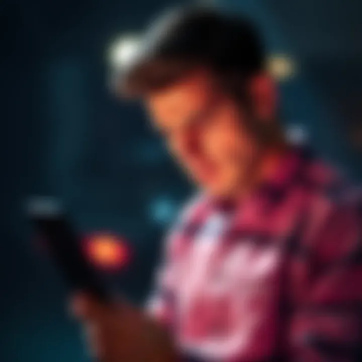 A person looks annoyed while using a smartphone with a lagging app, showing frustration over slow responses.