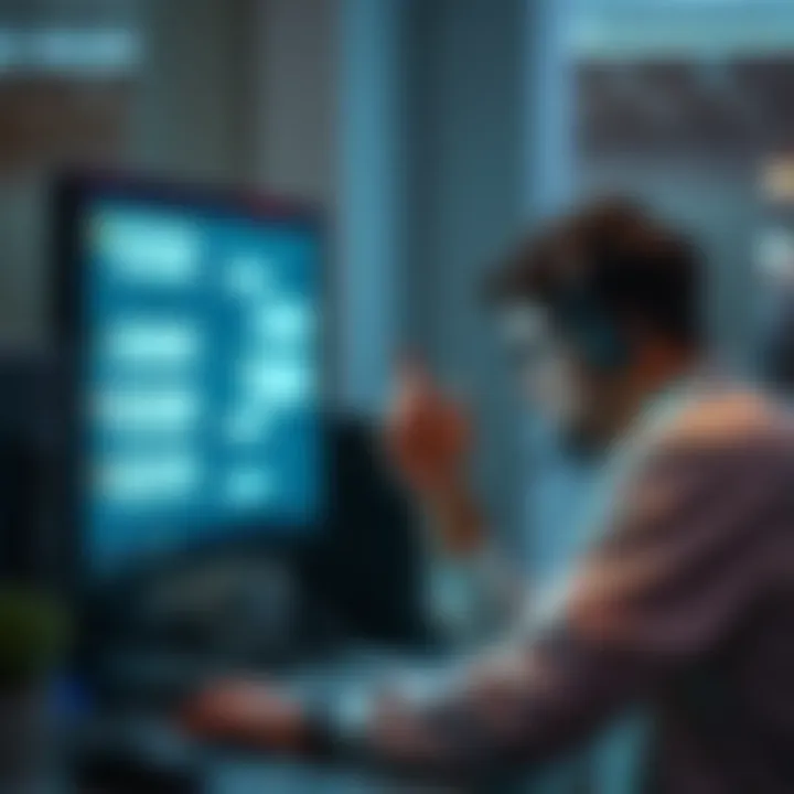 A person looking confused and unhappy while using a computer with AI responses on the screen