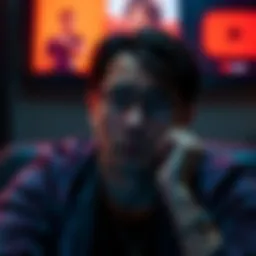 A person looking frustrated while watching YouTube videos about AI money-making