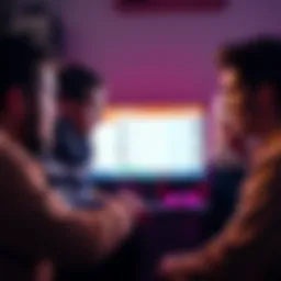 A group of diverse role-playing chat enthusiasts expressing frustration at a computer screen with visible chat limits, showcasing their disappointment in a lively discussion.