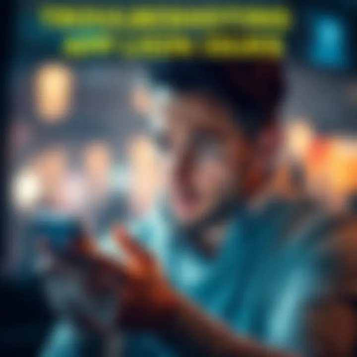 User looking at a smartphone with a confused expression due to login problems