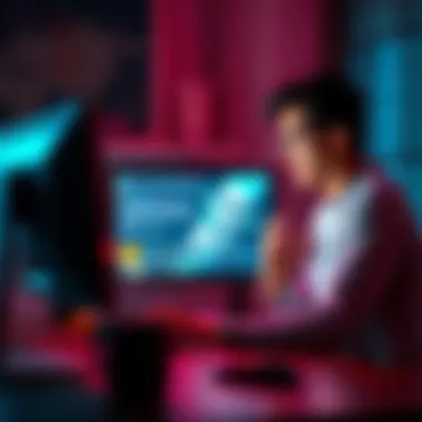 Frustrated user at computer A young adult sitting at a desk, looking frustrated while staring at a computer screen showing Character AI changes