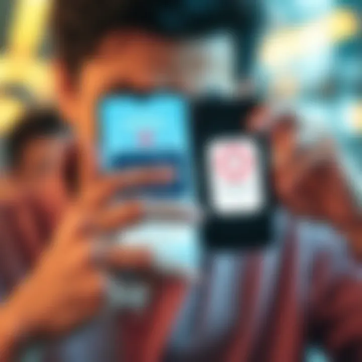 A person looks frustrated while holding a phone displaying an AI app with age verification and a time limit message