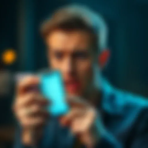 A person looking frustrated while holding a smartphone, showing the Rawr app interface with limited reply options on the screen