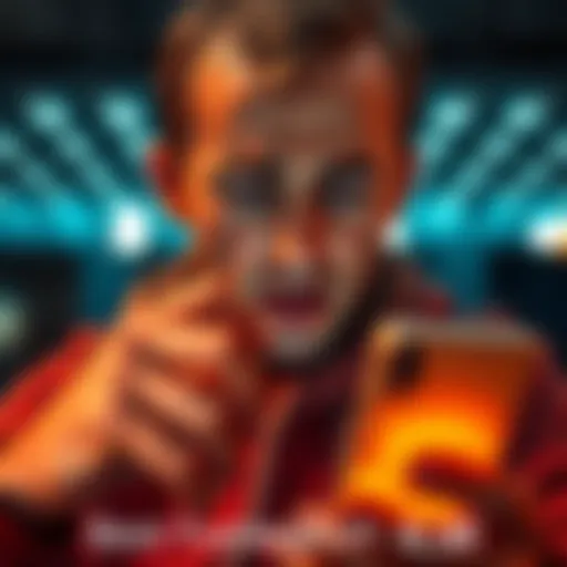 A person showing frustration while looking at their smartphone, representing issues with c.ai's quality.