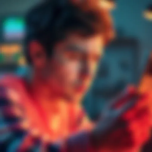 A person looking annoyed while interacting with a smart device, showing signs of frustration