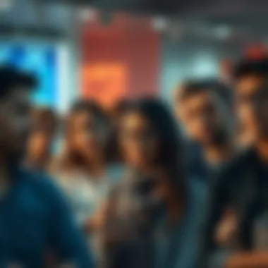 A group of people expressing frustration over an AI's condescending responses, with some showing displeasure and others engaged in conversation.