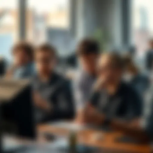 A group of project workers showing frustration at their desks due to a new usage limit, with one person looking at a clock and others discussing