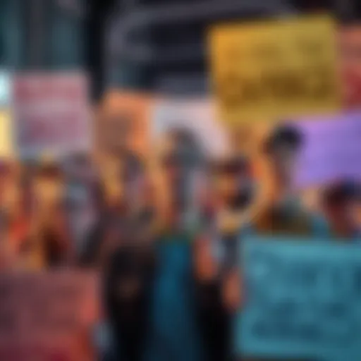 A group of people looking frustrated and determined, holding signs calling for change in 2025.