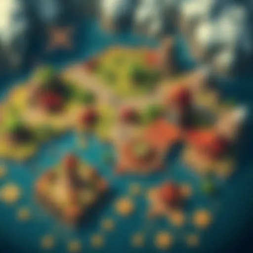 A colorful 2000x2000 pixel art map showcasing various terrains and features for the RPG game, Dice and Destiny