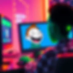 A colorful meme featuring a cartoon character laughing at a computer screen, illustrating a humorous moment of interaction with an AI.