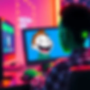 A colorful meme featuring a cartoon character laughing at a computer screen, illustrating a humorous moment of interaction with an AI.
