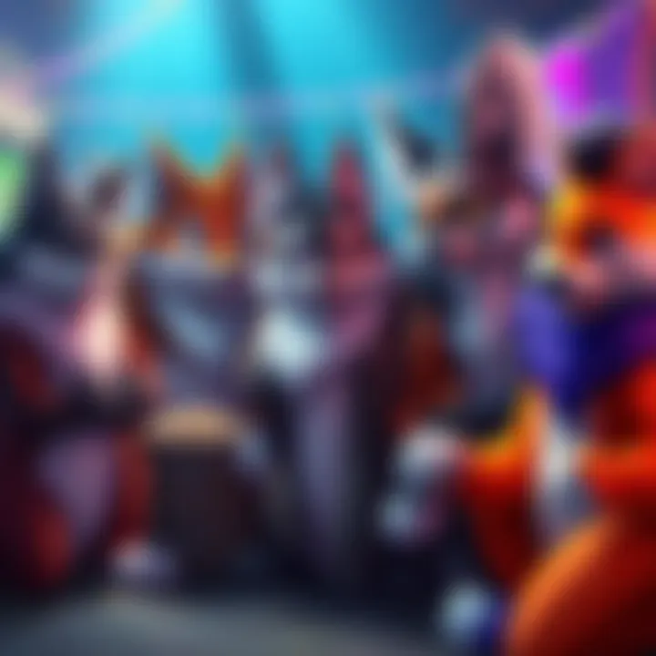 A group of furry characters in a friendly gathering, showcasing both traditional and AI-generated artwork, with vibrant colors and a sense of camaraderie.