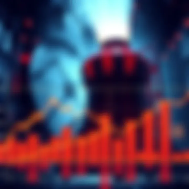 A visual representation of funding struggles in fusion energy, showing a graph with declining investment figures and a fusion reactor in the background.