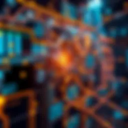 A futuristic interface showing adaptive systems and memory solutions with digital nodes and connections