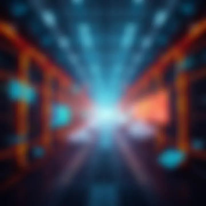 A futuristic data center with advanced technology and innovative designs, featuring green energy sources and sleek architecture.