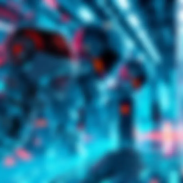 A futuristic scene showing advanced robots and digital interfaces representing artificial general intelligence development.