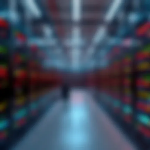 A modern datacenter filled with advanced servers and technology, showcasing innovation and energy efficiency.