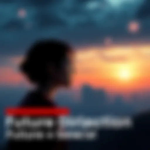 A thoughtful person looking at a horizon filled with cityscapes and nature, symbolizing societal, economic, and environmental futures.
