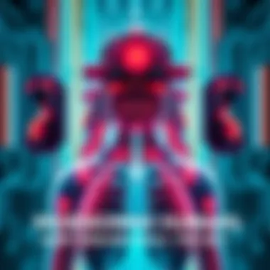 Future Human Upgrades A futuristic illustration showing enhancements to the human body, including advanced airways, external memory, and pain management features.