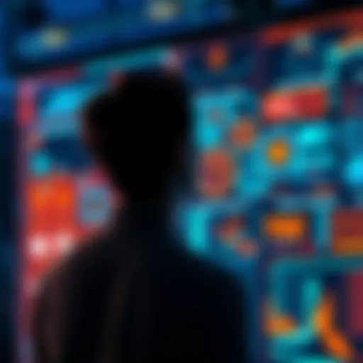 A person looking at a digital screen displaying upcoming technology trends and ideas.