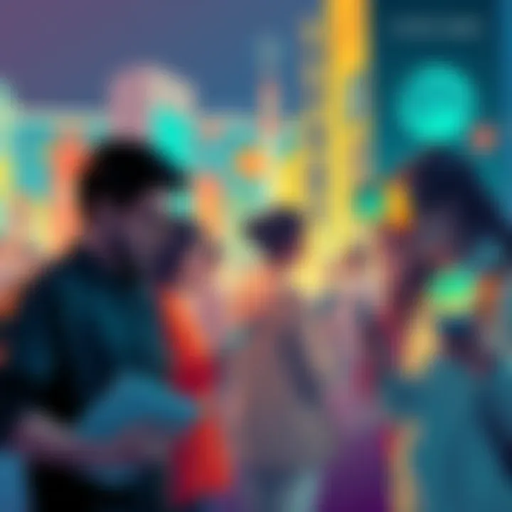 A diverse group of people engaging with modern technology and cultural elements, illustrating advancements that shape daily life.