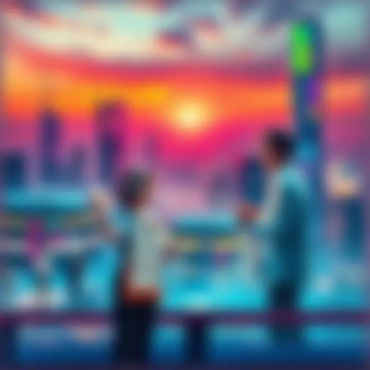 Future Trends in 2026 A vibrant city skyline with futuristic technology and people engaged in various activities, symbolizing innovation and change in 2026.