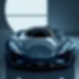 A sleek, futuristic car design with unique headlights and streamlined body, showcasing innovative features for the V2 Sci-Fi Car project